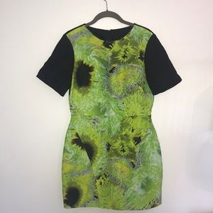 New Tibi Athena Neon green flower dress